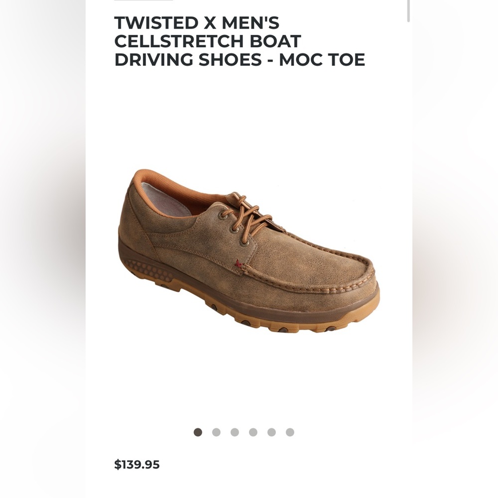 TWISTED X MEN'S CELLSTRETCH BOAT DRIVING SHOES - MOC TOE. New worn once